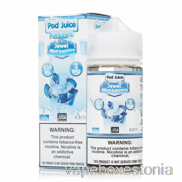 Vape Box Estonia Freeze Juveel Piparmündi Safiir - Kauna Mahl - 100ml 0mg